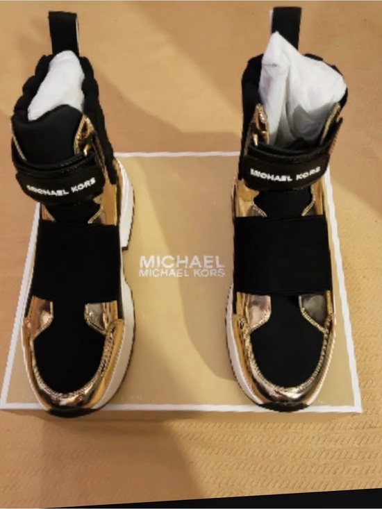 Michael Kors Shoes - NWT MICHAEL KORS Black and Gold High-Top Sneakers size 9